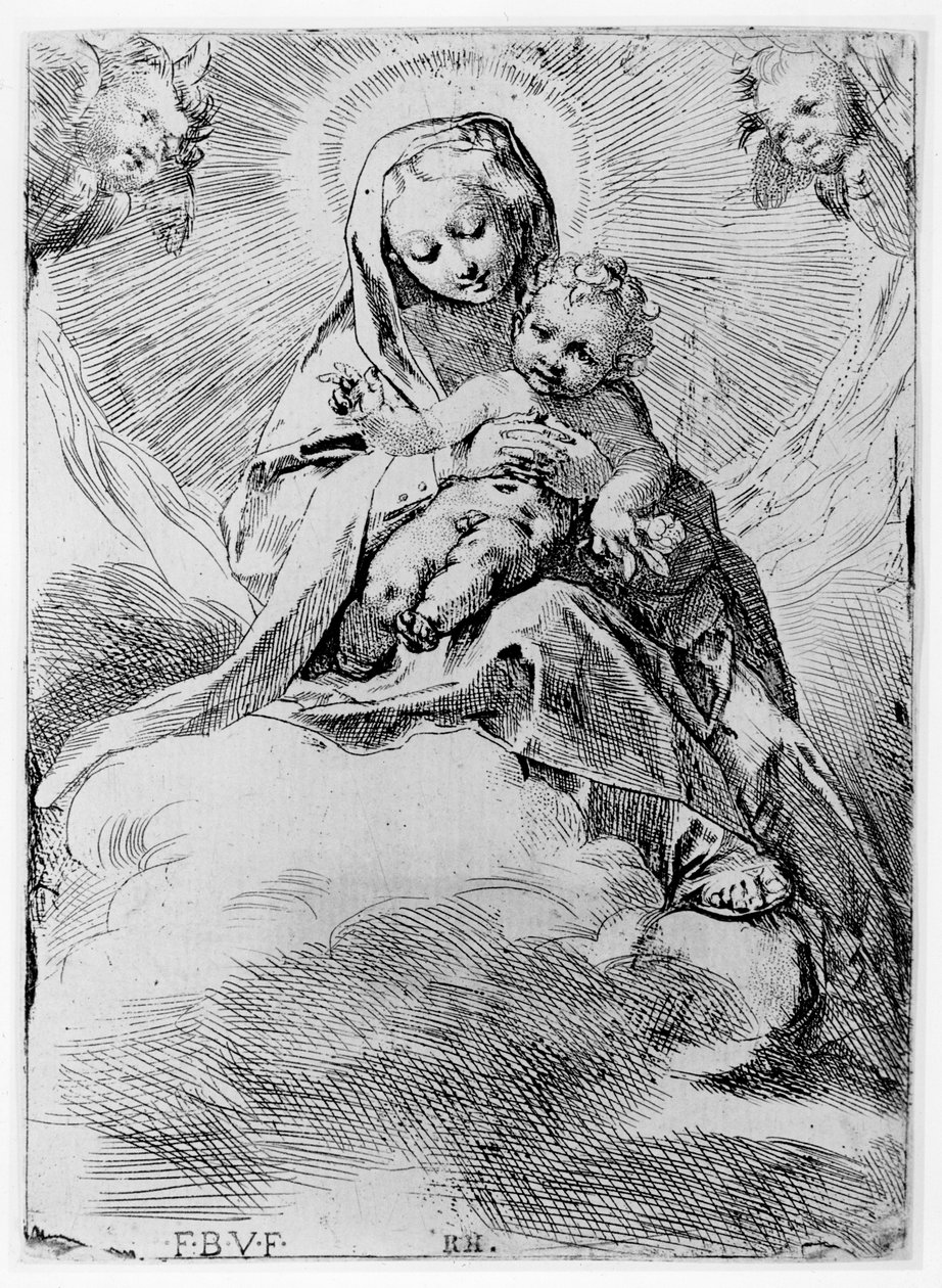 A Szűz és a Gyermek a felhőkben alkotó: Federico Barocci