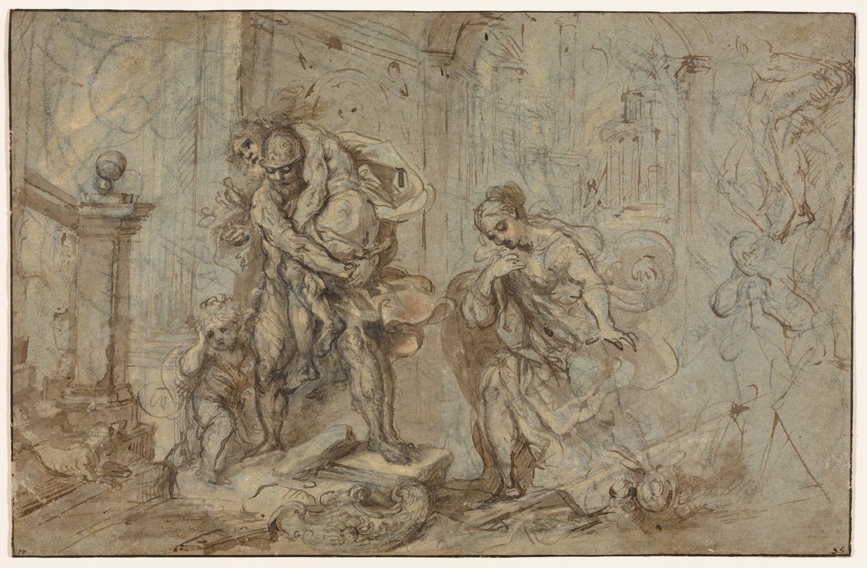 Aeneas Anchises megmentése Trója bukásakor, 1587-1588. alkotó: Federico Barocci