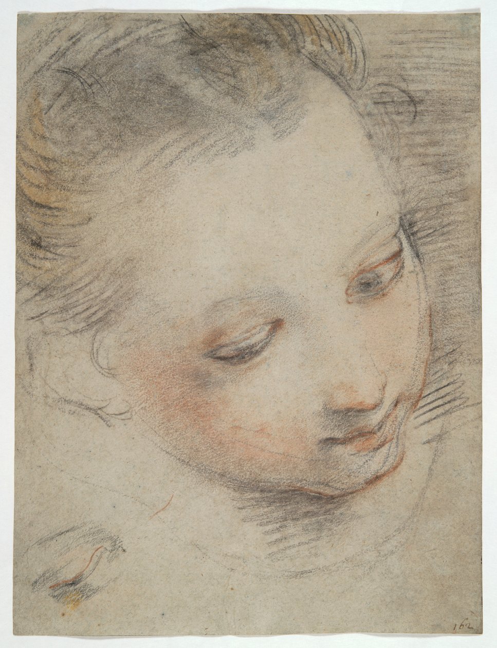 Egy lány feje, tanulmányozzon egy alakot a Madonna del Popolo oltárképen az Uffiziben alkotó: Federico Barocci