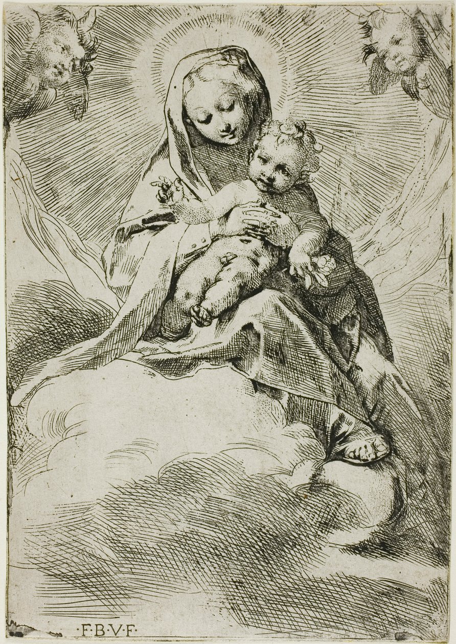 Madonna és gyermeke a felhőkön alkotó: Federico Barocci