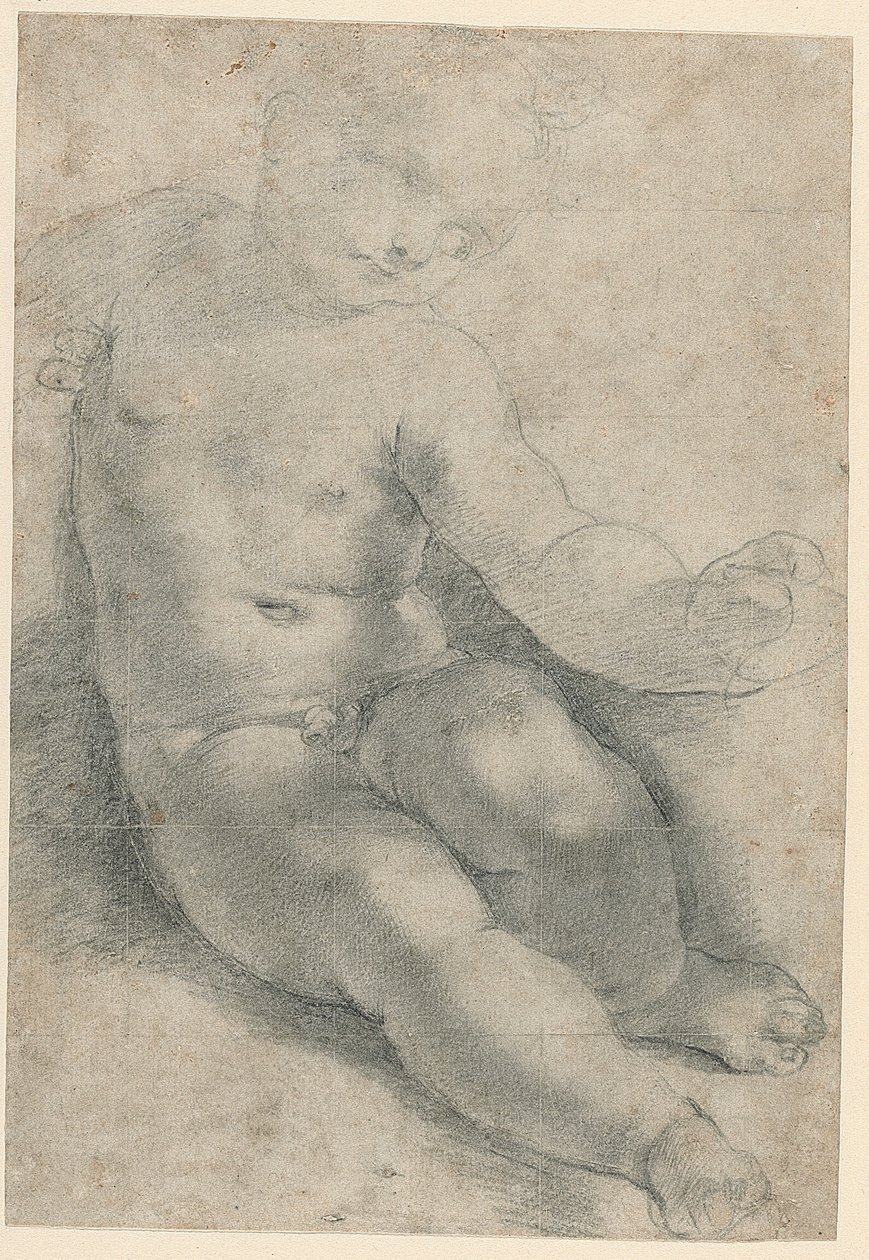 Tanulmány a Krisztusgyermekhez a S. Simone Madonnában (recto); tájkép-tanulmány (verso) alkotó: Federico Barocci