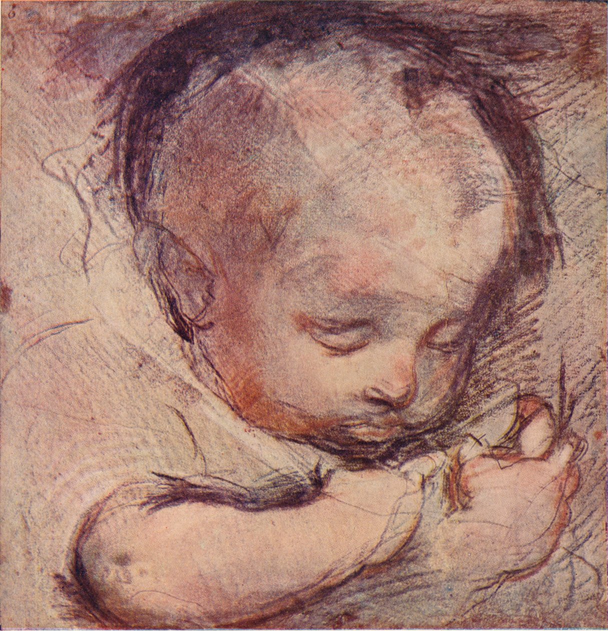 Tanulmány egy alvó babáról, XVI. század, 1903 alkotó: Federico Barocci