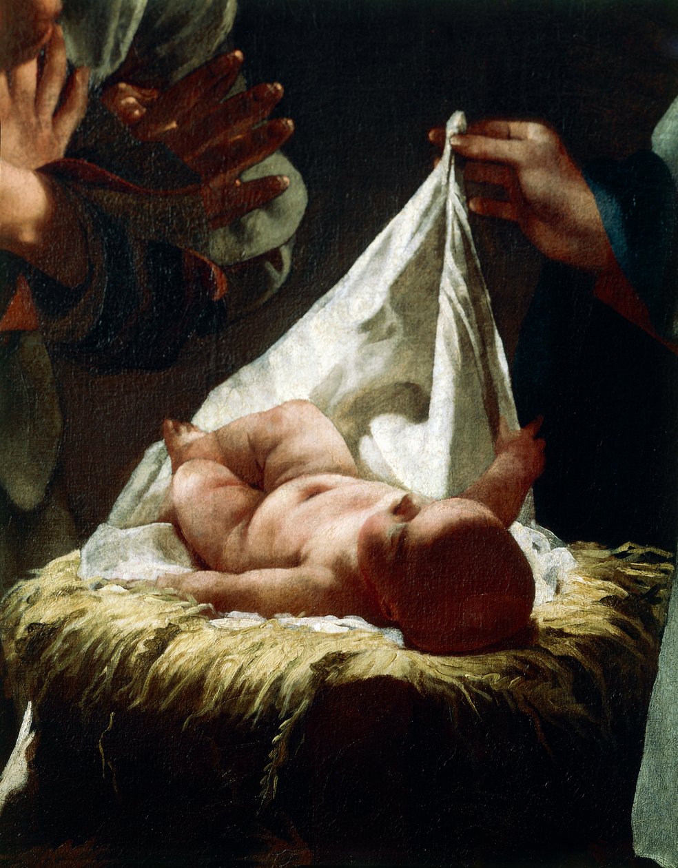 Pásztorimádat, Federico Bencovich (1677-1753), olaj, tábla, 233x166 cm, részlet alkotó: Federico Bencovich