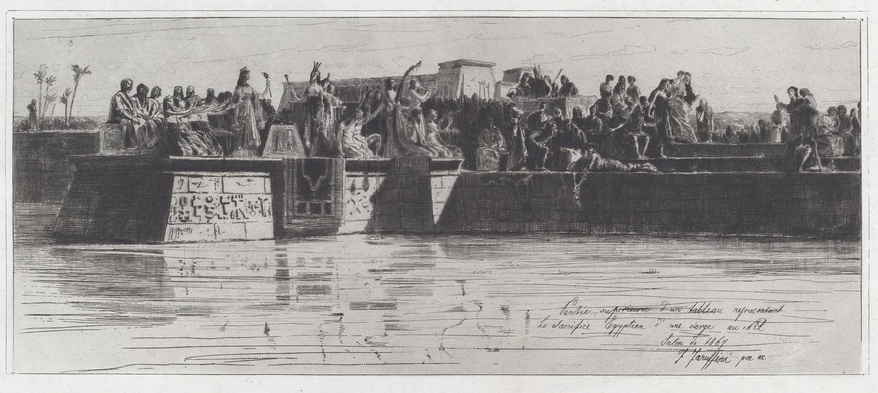 Egy festmény felső része, amely az egyiptomi szűz áldozatot ábrázolja a Nílusnak [The Upper Part of a Painting Represent the Egyptian Sacrifice of a Virgin to the Nile] alkotó: Federico Faruffini