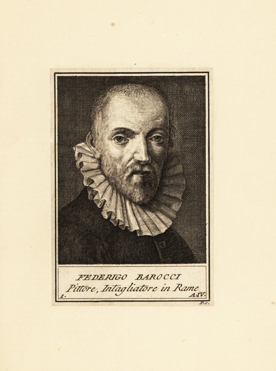 Federico Barocci (kb. 1535-1612) olasz reneszánsz festő és nyomdász portréja alkotó: Federico Fiori (after) Barocci or Baroccio