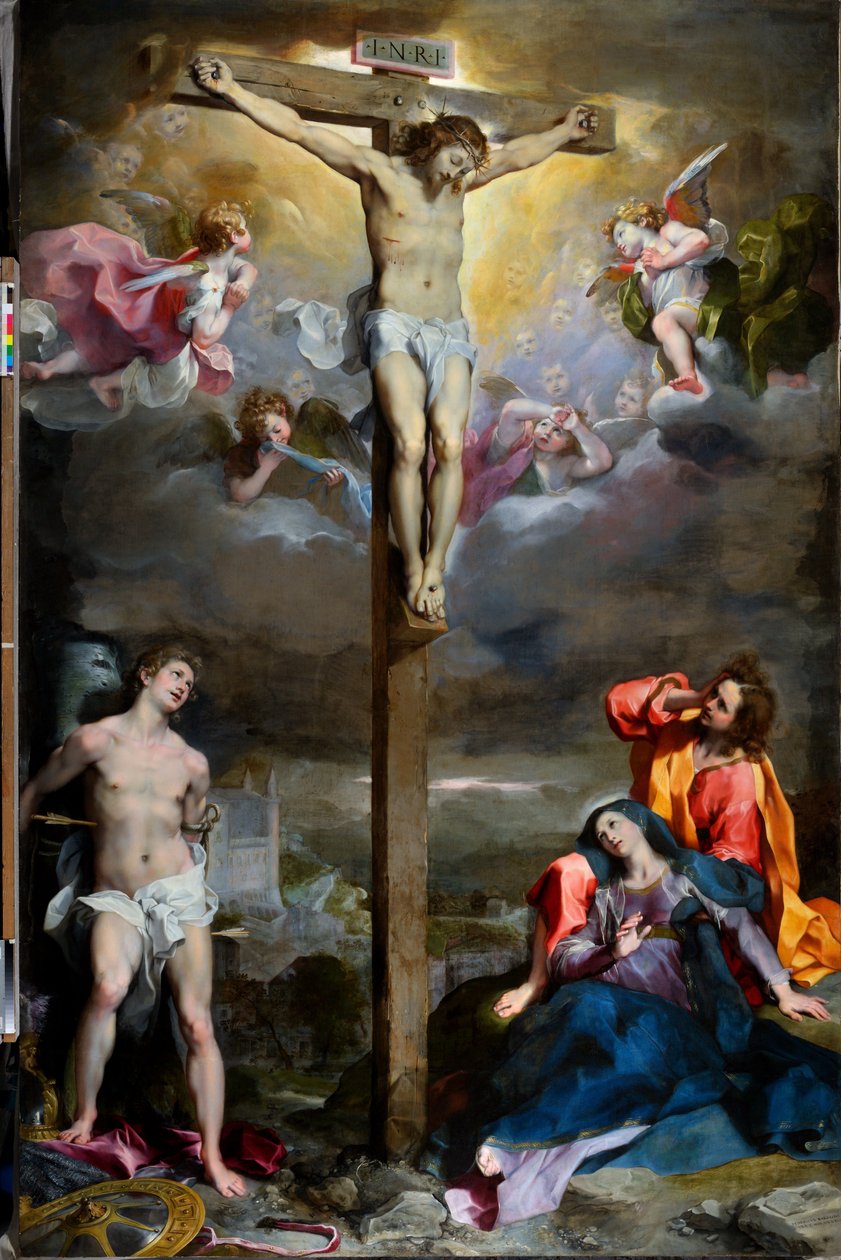 Krisztus keresztre feszítése Szűzanya, Szent János evangélistával és Szent Sebestyénnel alkotó: Federico Fiori Barocci or Baroccio