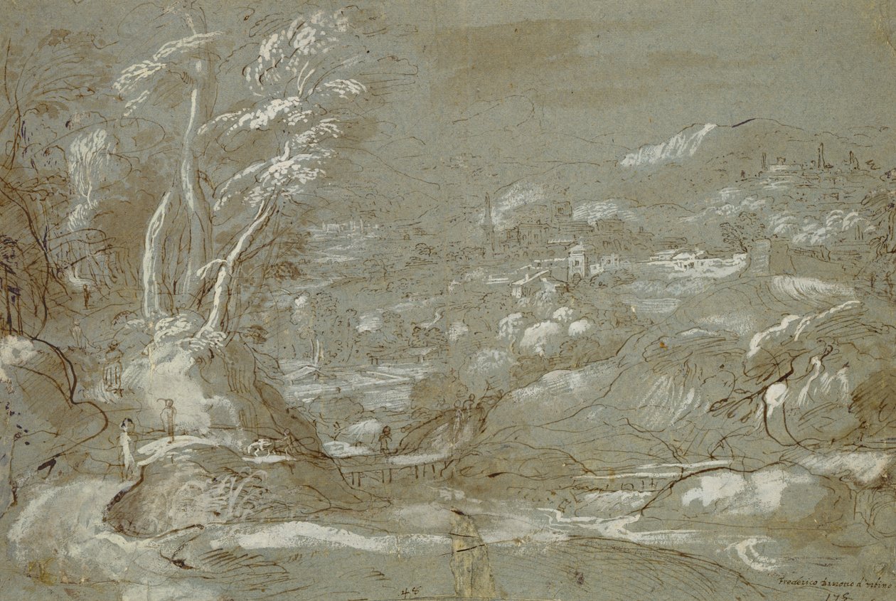 Fekvő (toll és tinta papíron fehér kiemeléssel) alkotó: Federico Fiori Barocci or Baroccio