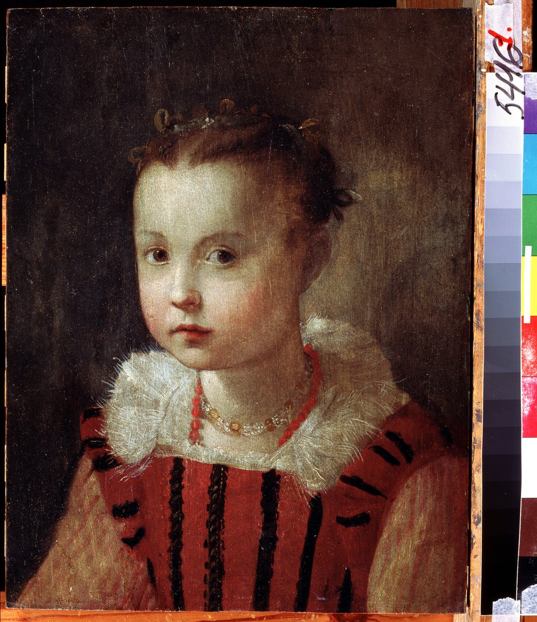 ""Egy kislány portréja"" Gazdagon öltözött gyermek. Federico Fiori Barocci vagy Baroccio festménye (1535-1612 körül) Regionális Deineka Művészeti Galéria, Kurszk Oroszország alkotó: Federico Fiori Barocci or Baroccio