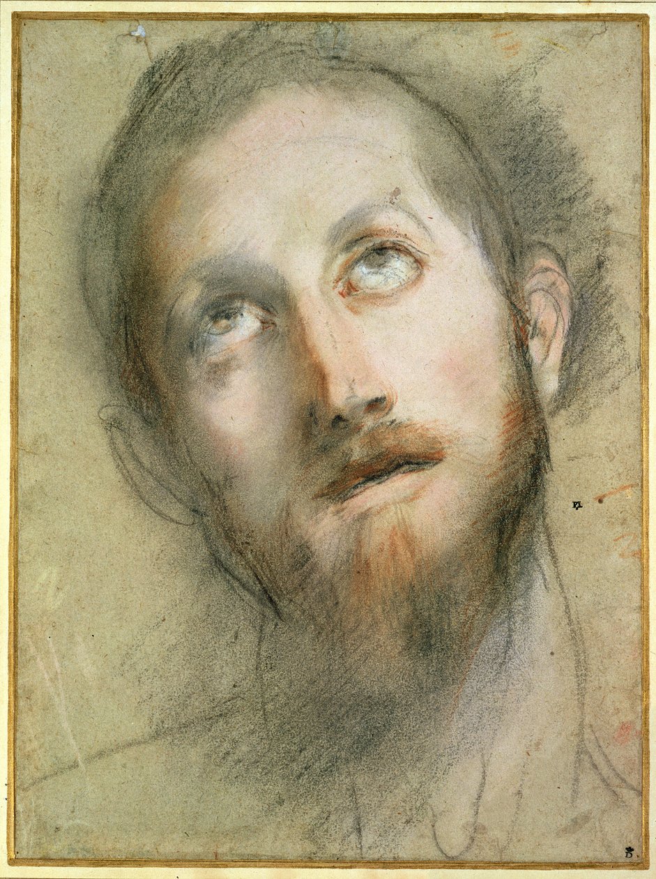 Tanulmány Krisztus fejéért (fekete kréta) alkotó: Federico Fiori Barocci or Baroccio