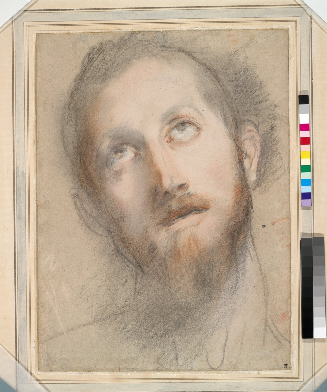 Tanulmány Krisztus fejéhez (színes kréta és pasztell papíron) alkotó: Federico Fiori Barocci or Baroccio