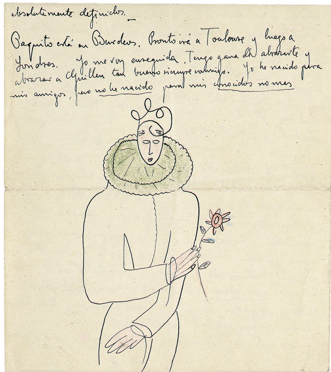 Autogram levél Melchor Fernandez Almagronak, Granada, 1926. január végén alkotó: Federico Garcia Lorca