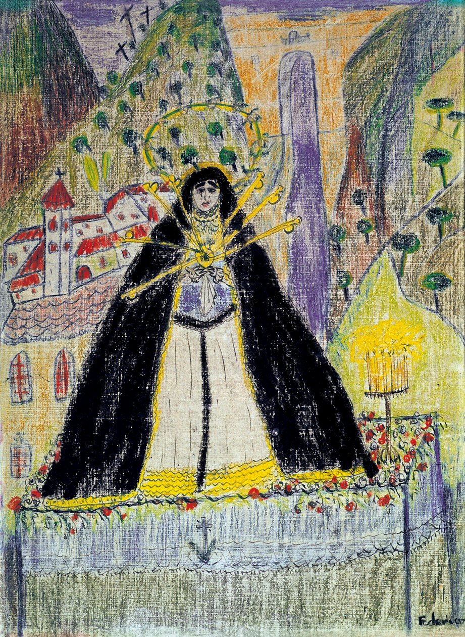 Rajz a "Szűz hét tőrrel" (Virgen de los siete dolores) című rajzhoz, XX. alkotó: Federico Garcia Lorca