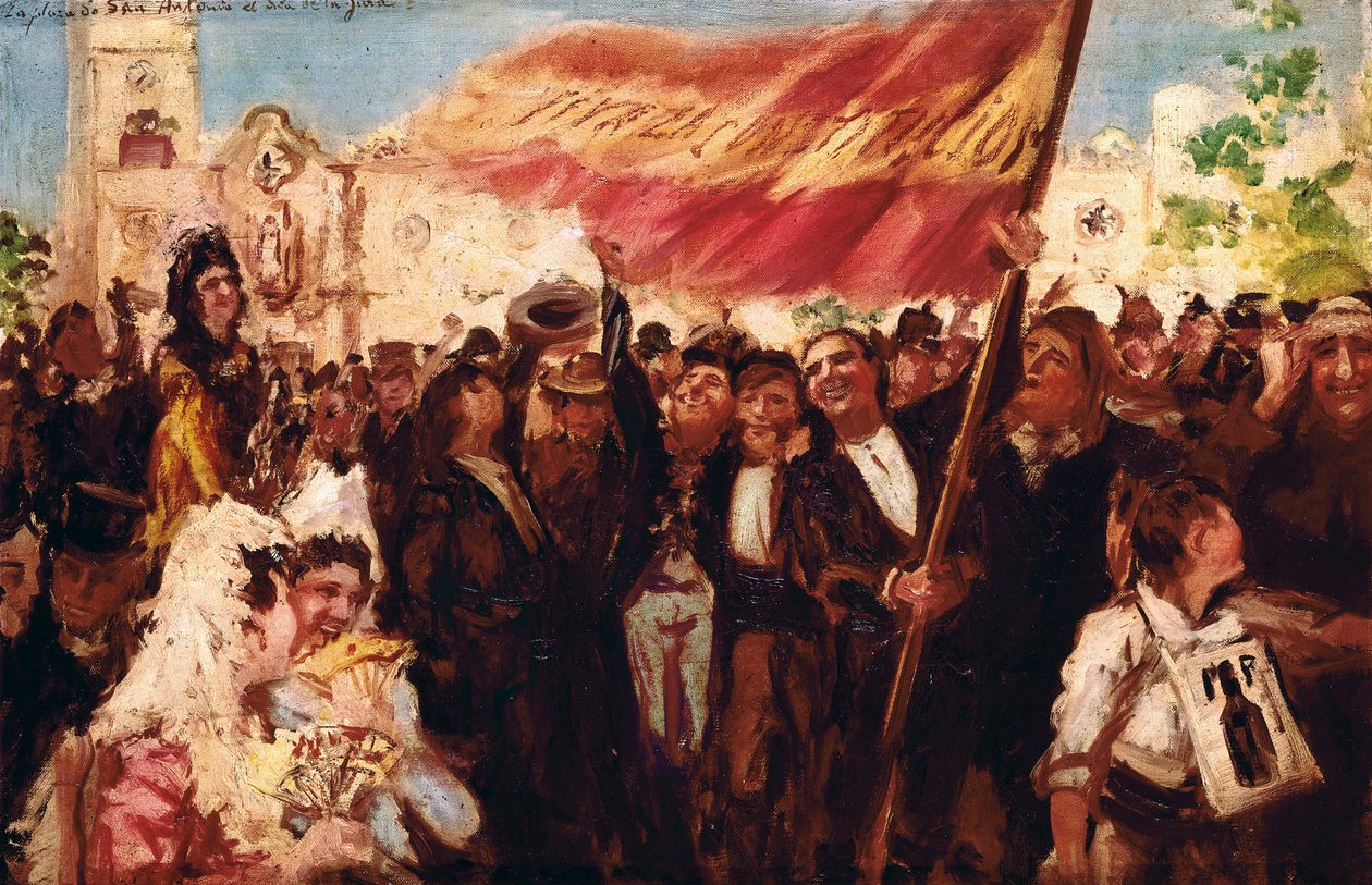 Plaza San Antonio de Cadiz az 1812-es alkotmány esküjének napján (olaj, vászon) alkotó: Federico Godoy y Castro