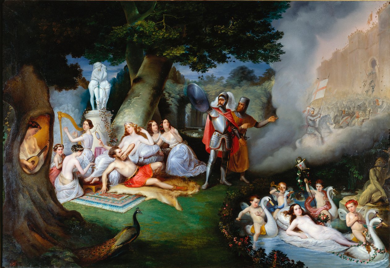 Renaud az Armide kertjében Torquato Tasso (a bögre néven ismert) „The Jerusalem delivree” (La gerusalemme liberata) jelenetének illusztrációja. Az elbűvölő Armide, akit nagyon szimbolikus Amours seduit vesz körül varázstüköre, a lovag segítségével alkotó: Federico Peschiera