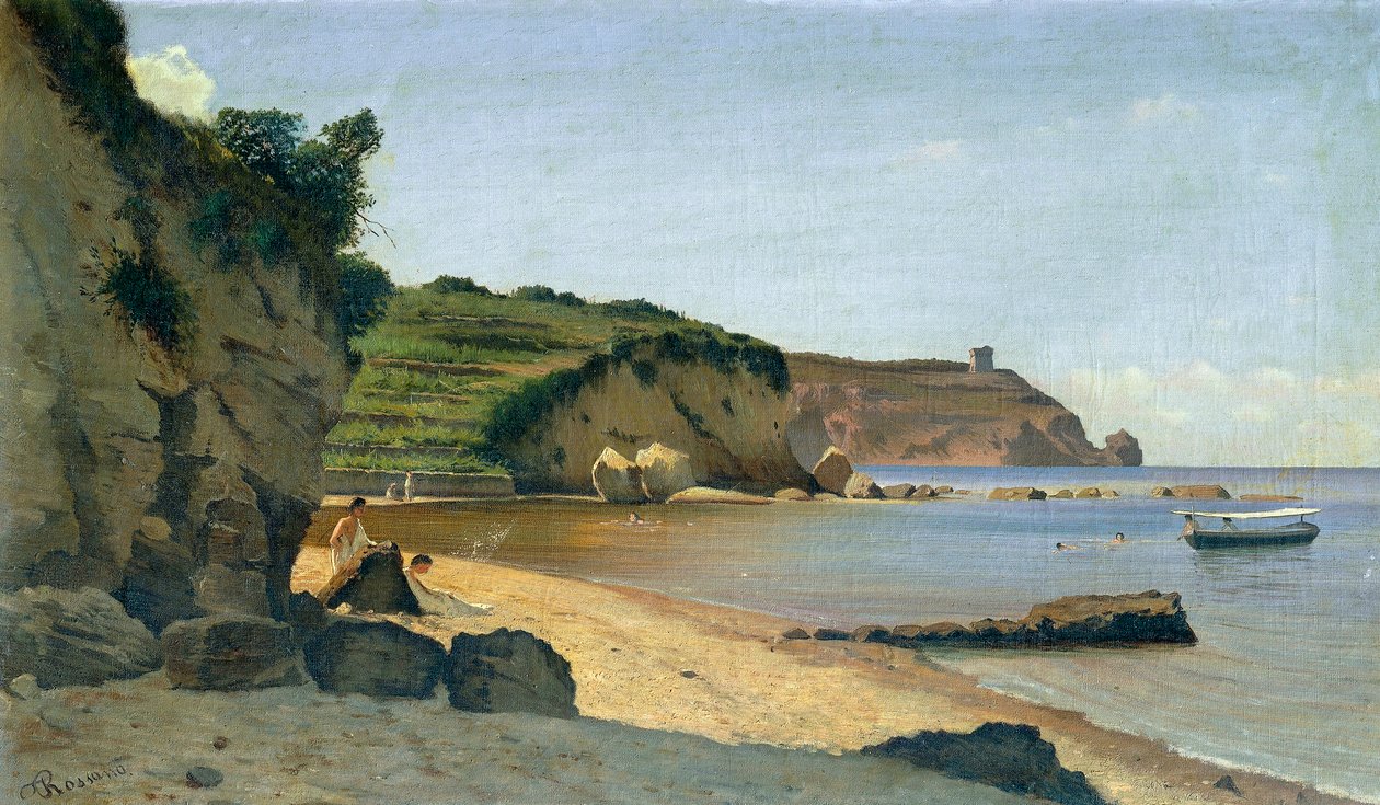 Déli kikötő, Federico Rossano (1835-1912), olaj, vászon, 34x59 cm. alkotó: Federico Rossano