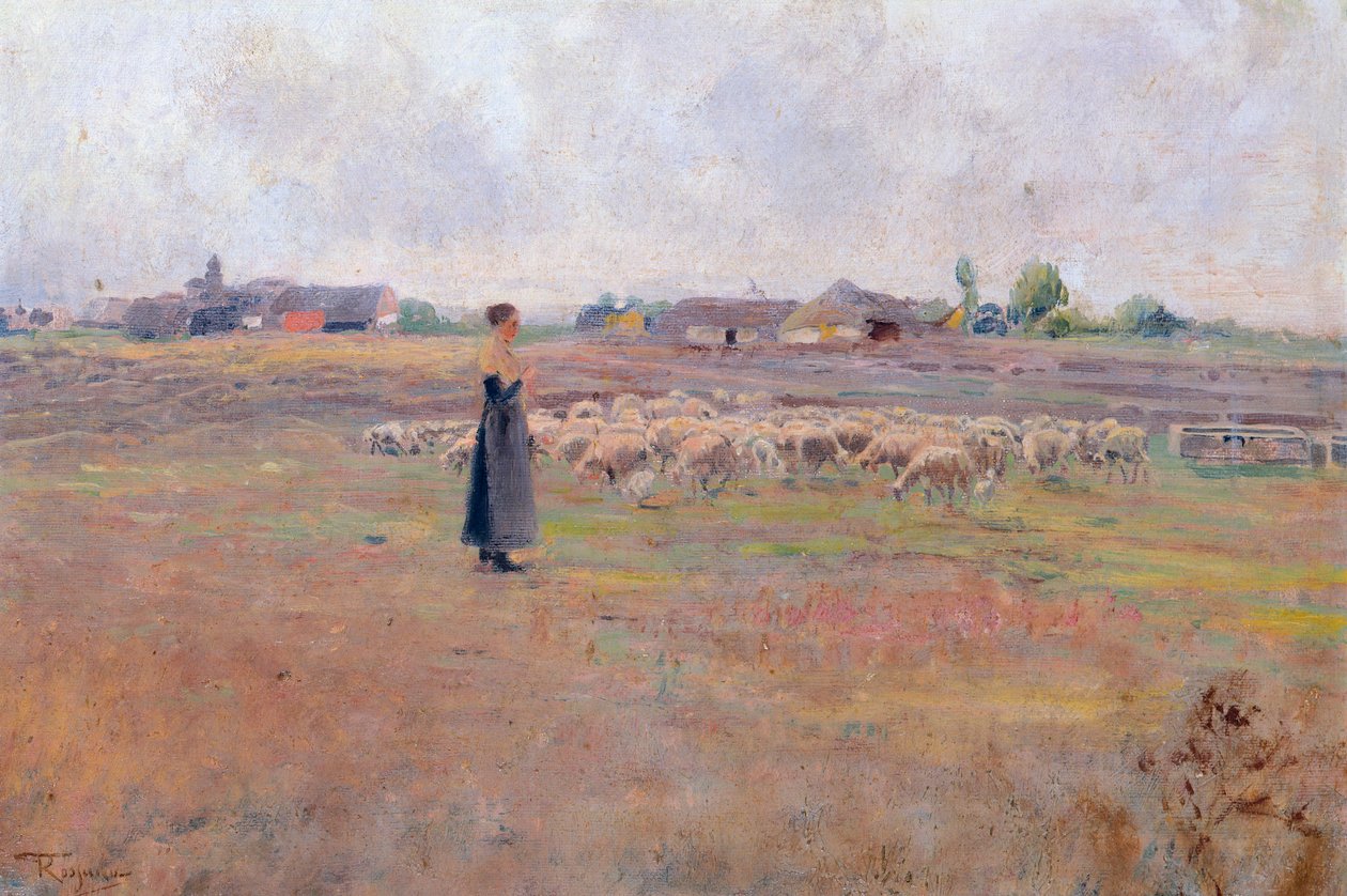 Az este békéje, Federico Rossano (1835-1912), olaj, karton, 28x46,8 cm alkotó: Federico Rossano