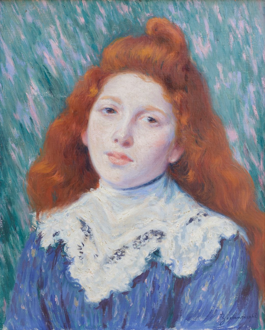 Lány fehér gallérral, 1890 körül (olaj, vászon) alkotó: Federigo Zandomeneghi