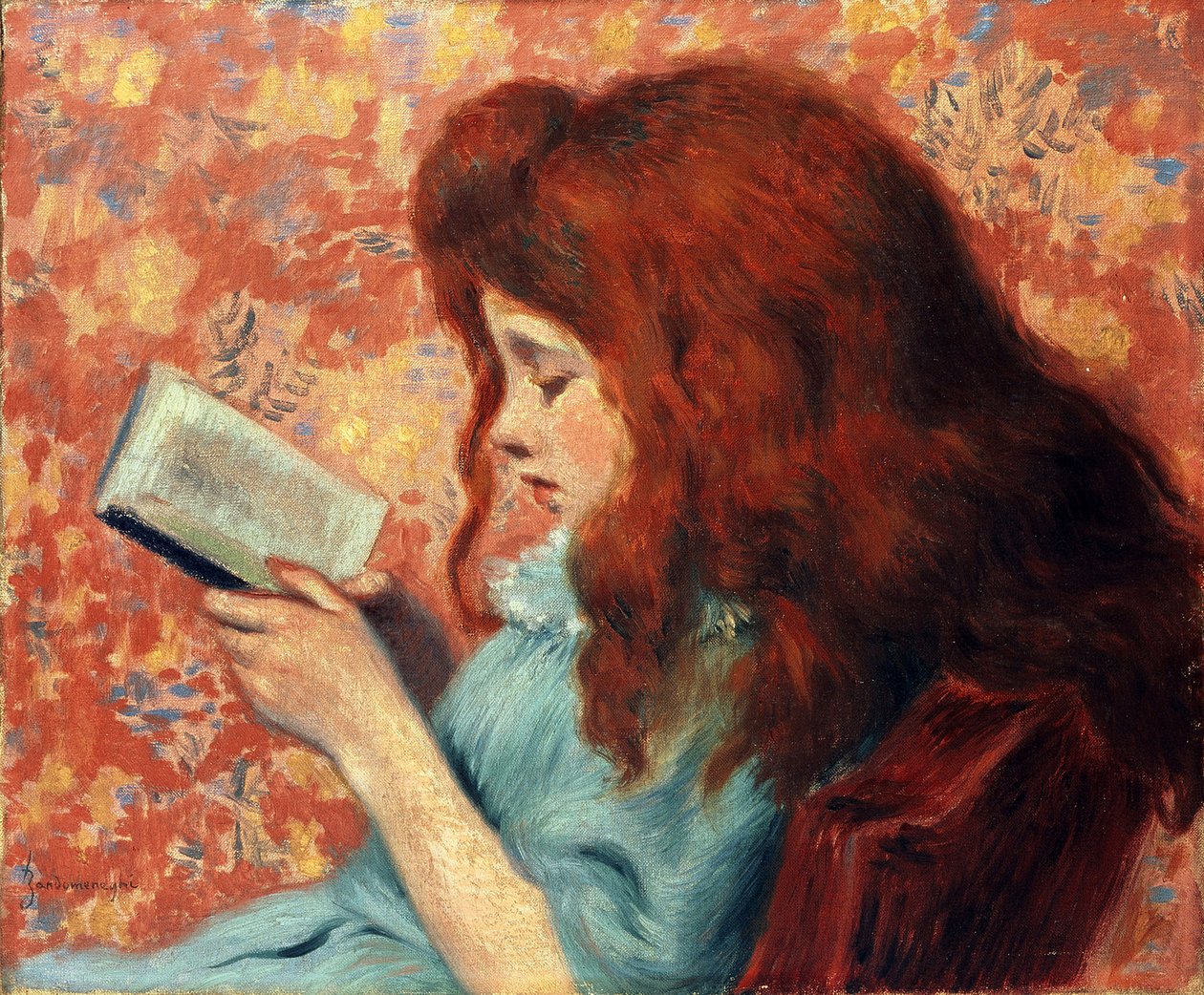 Vörös hajú kislány - Federico Zandomeneghi (1841-1917). Olaj, vászon Méret : 38,8x46,3 cm Magángyűjtemény alkotó: Federigo Zandomeneghi