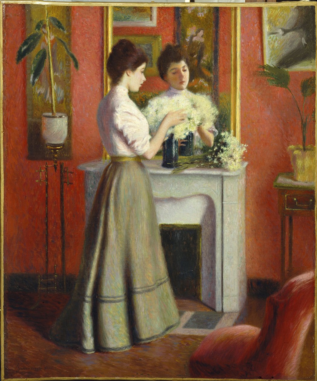 Nő a tükör előtt par Zandomeneghi, Federico (1841-1917). Olaj, vászon, mérete: 65x55 alkotó: Federigo Zandomeneghi