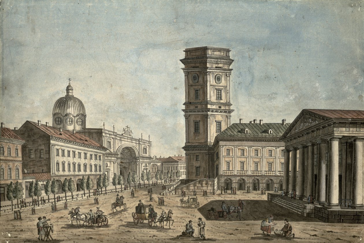 Kilátás a Nyevszkij sugárútra, Szentpétervár, 1810 alkotó: Fedor Aleksandrovich Vasiliev