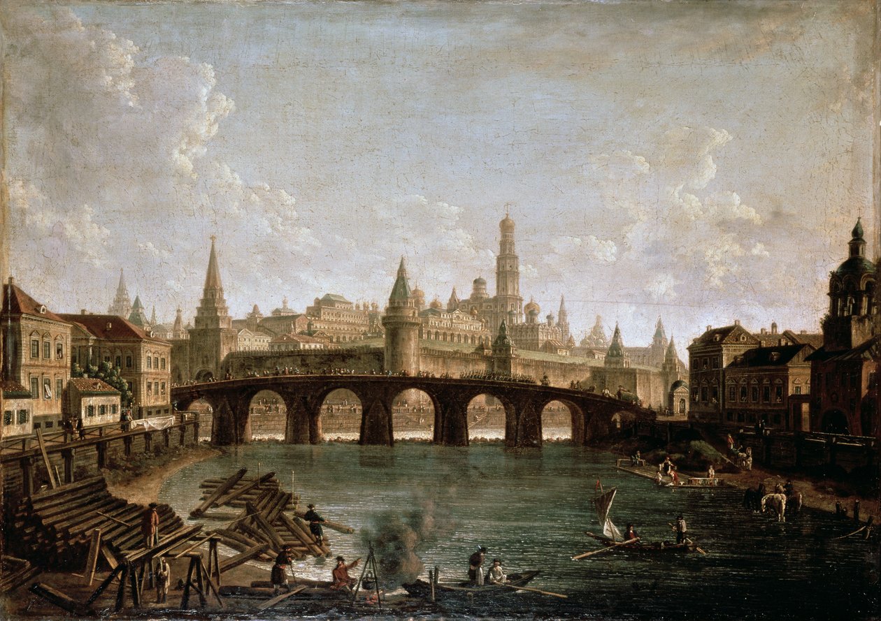 Kilátás a Kremlre és a Kamenny-hídra Moszkvában, 1810-es évek alkotó: Fedor Yakovlevich Alekseev