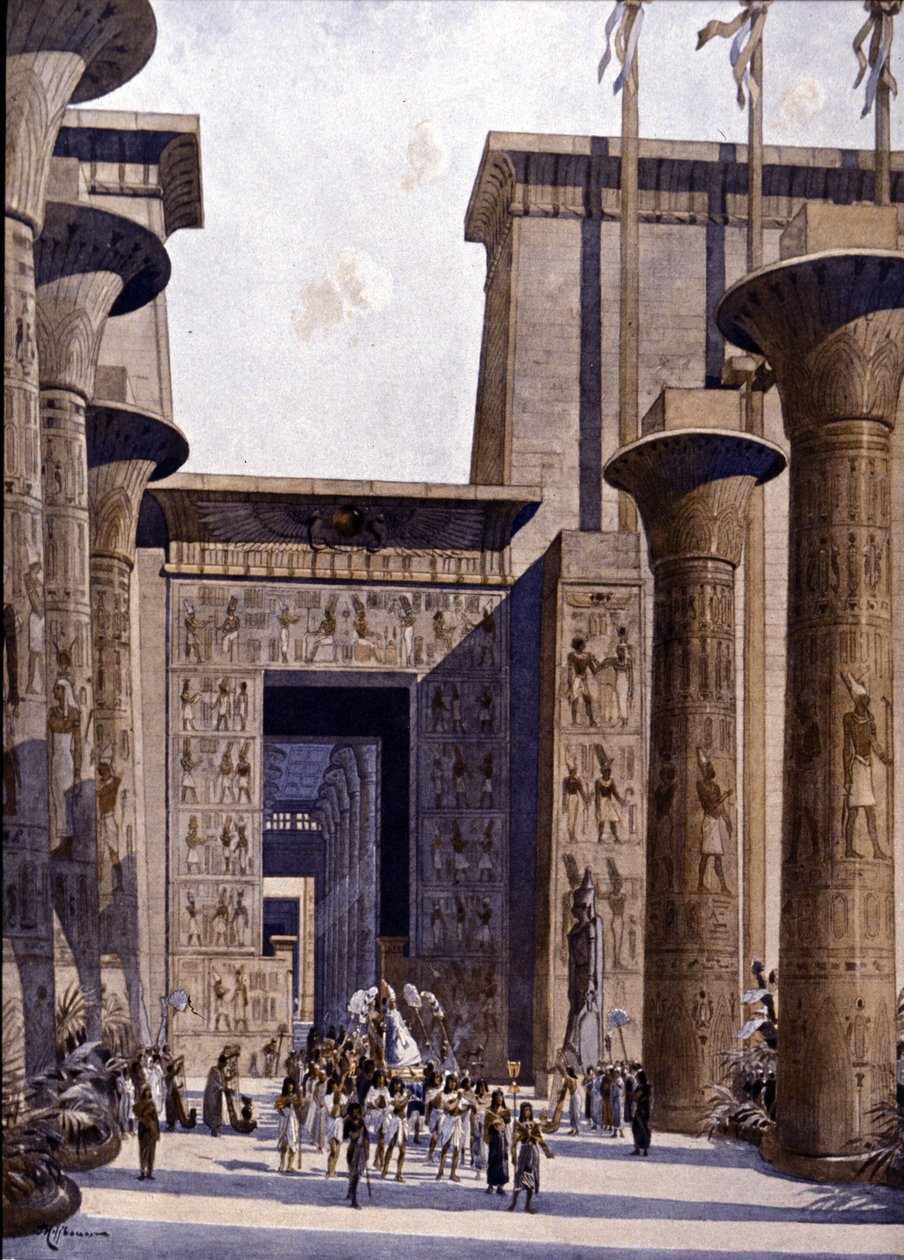 Amon templomának újjáépítése. Illusztráció: F. Hoffebauer. 19. század. alkotó: Fedor (1839 1922) Hoffbauer