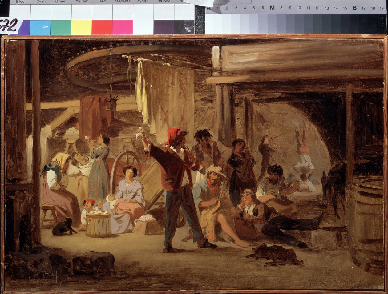 A cirkuszi színfalak mögött. Feodor Andejevics Bronnyikov (1827-1902) festménye. Olajfestmény alkotó: Fedor Andreevich Bronnikov
