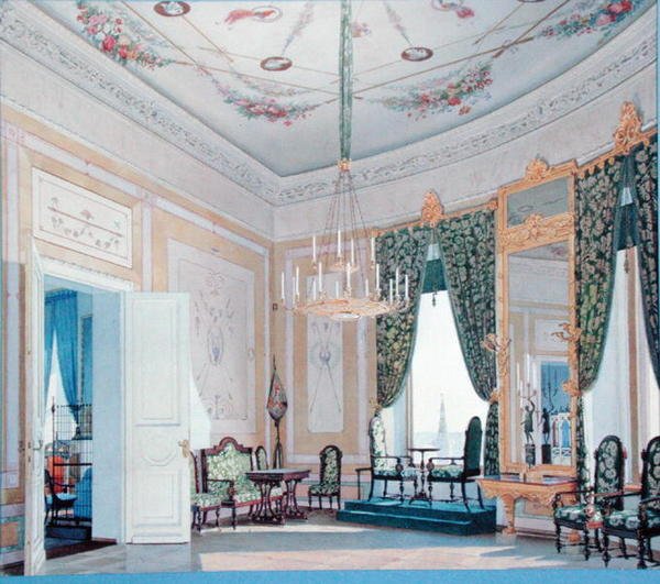Szalon a Nikolai (Csudov) palotában a Kremlben, 1847 (wc papíron) alkotó: Fedor Andreevich Klages