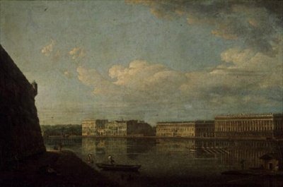 Kilátás a palota rakpartjára a St. Peters and St. Pauls erődből, 1794 alkotó: Fedor Yakovlevich Alekseev