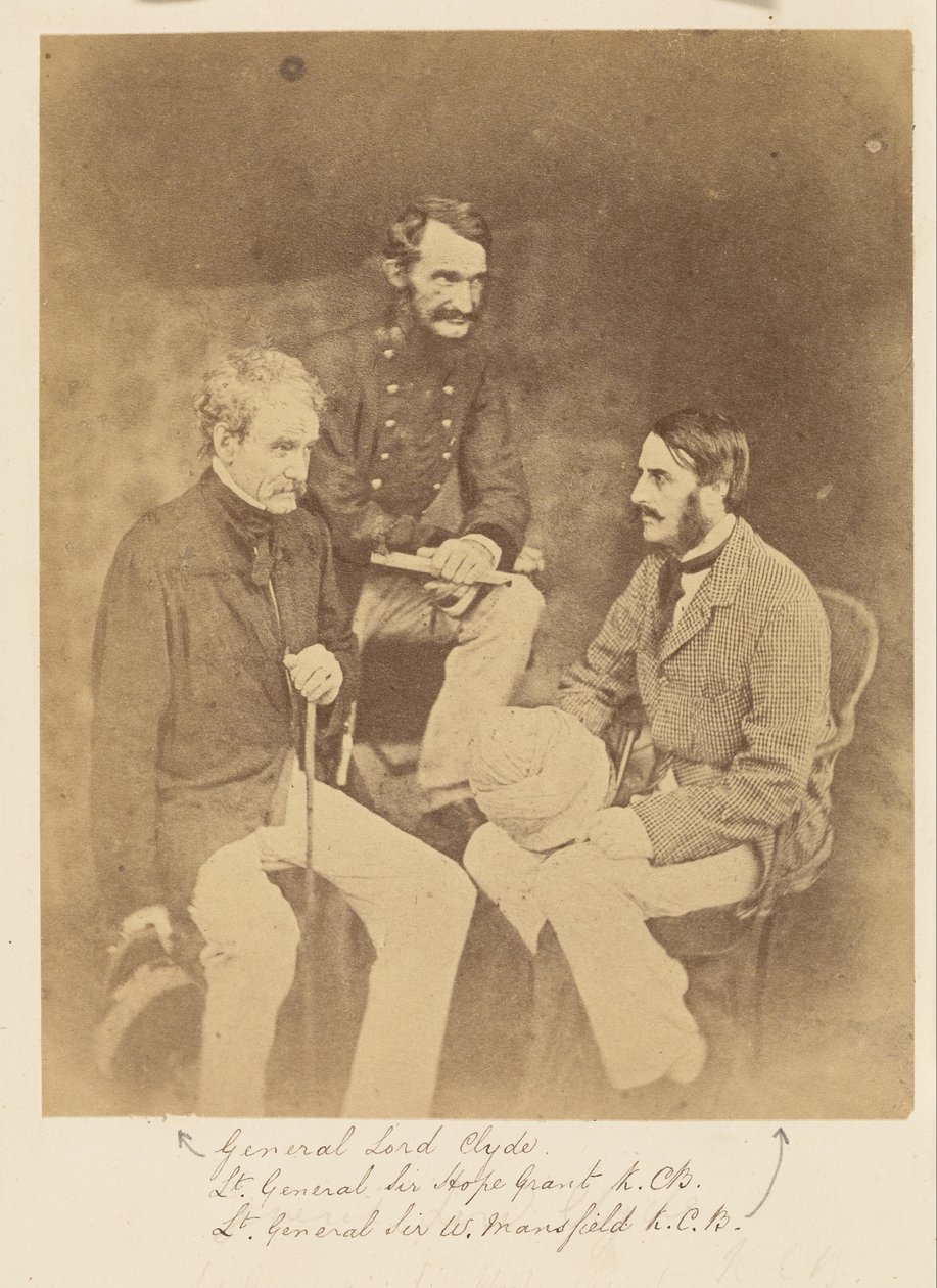 Lord Clyde tábornok, Sir Hope Grant altábornagy, K.C.B. és Sir W. Mansfield altábornagy, K.C.B. alkotó: Felice Beato