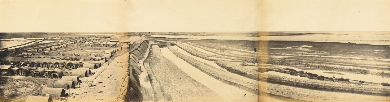 A Dél-Taku-erőd belseje a partraszállás helyével, 1859. június 25 alkotó: Felice Beato