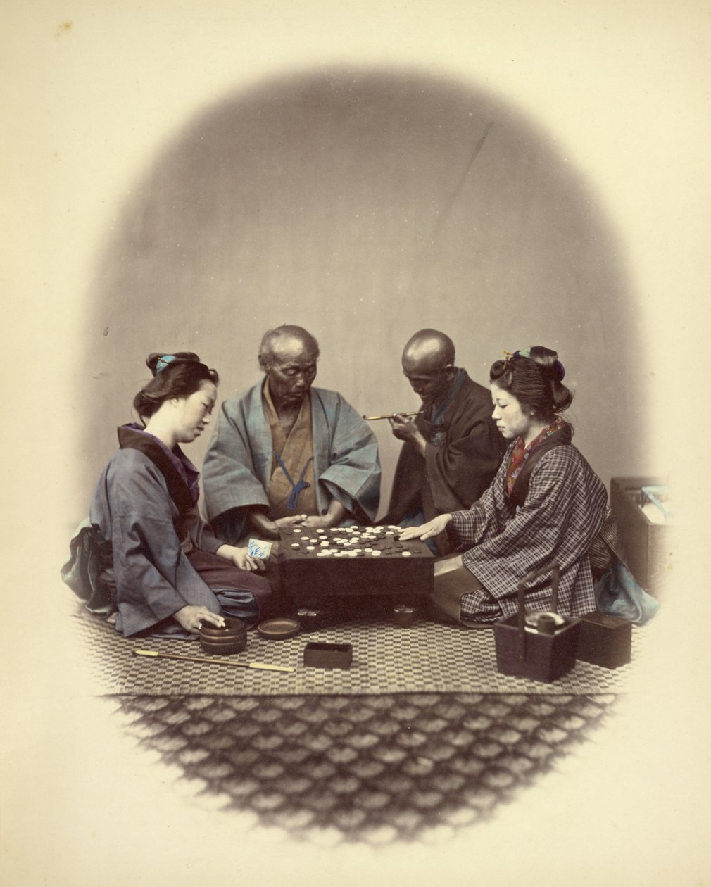 Go játékot játszó japánok alkotó: Felice Beato