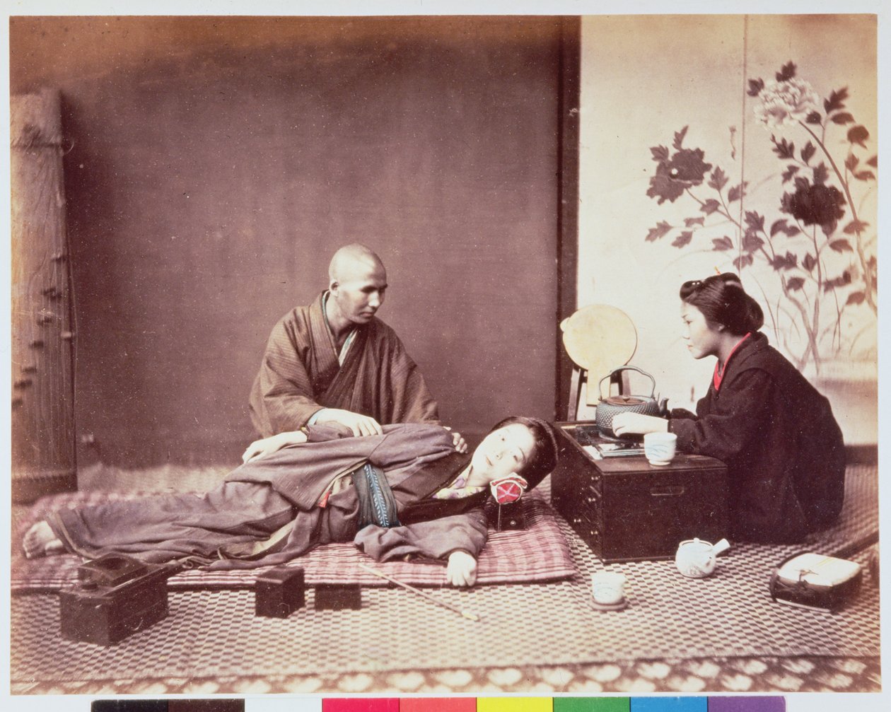 Japán masszőr, 1890 körül (albumnyomat) alkotó: Felice Beato