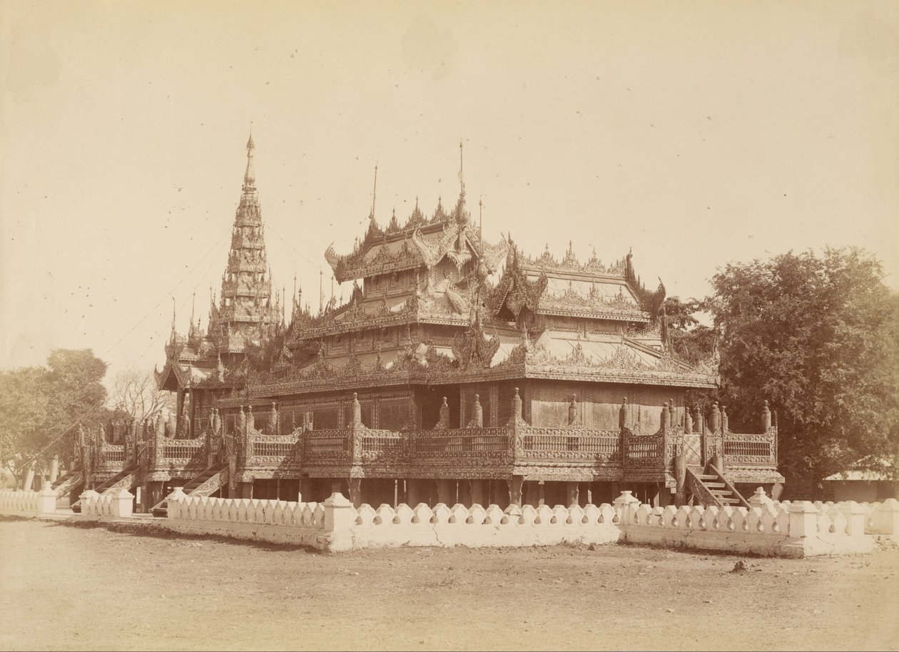 Thibaw Min király iskolája most templomként működik alkotó: Felice Beato