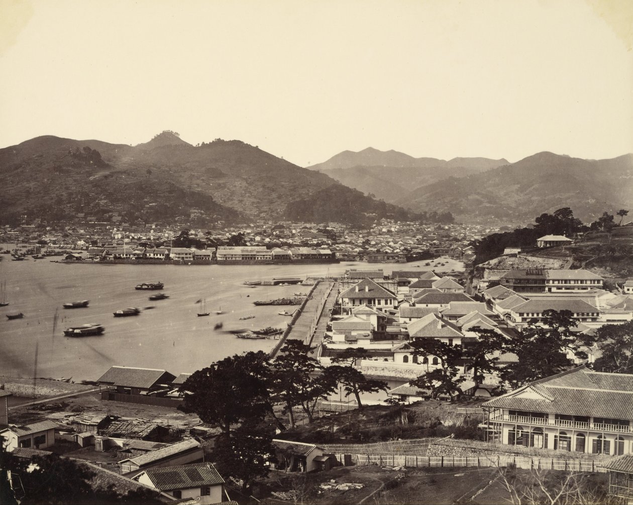 Részleges panoráma Nagasaki városára alkotó: Felice Beato