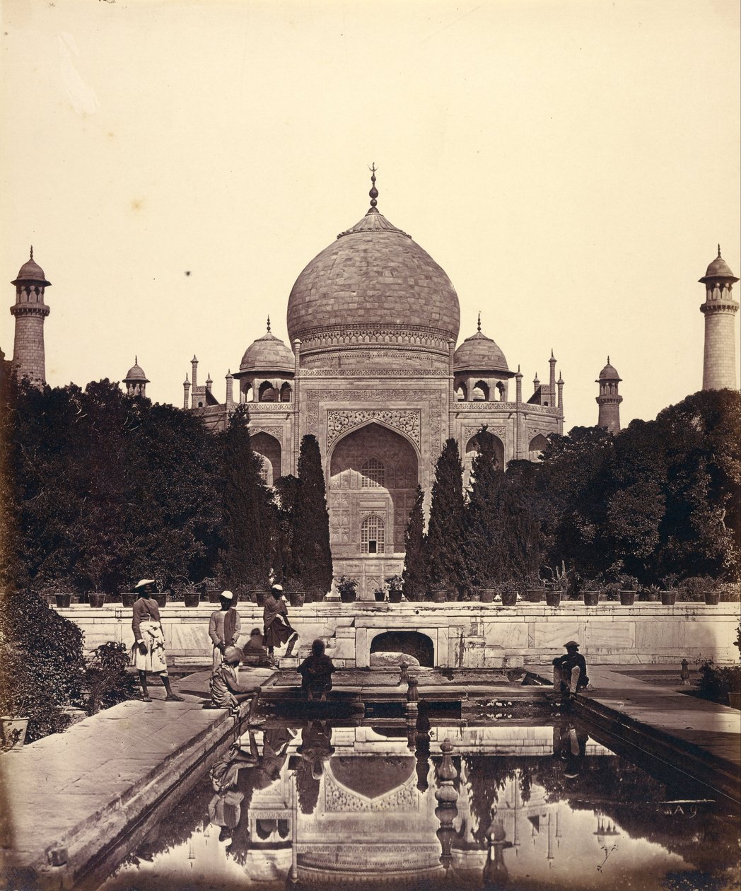 A Taj Mahal a szökőkutakkal alkotó: Felice Beato