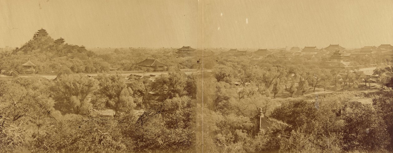Kilátás a császári téli palotára, Pekin, a mesterséges malom bemutatásával, 1860. október 29. alkotó: Felice Beato