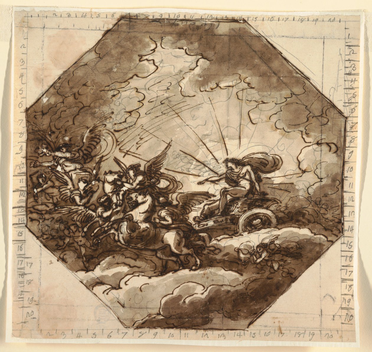 Apollo a szekerén Aurorával, Sala Ottogonale, Palazzo Milzetti, Faenza alkotó: Felice Giani