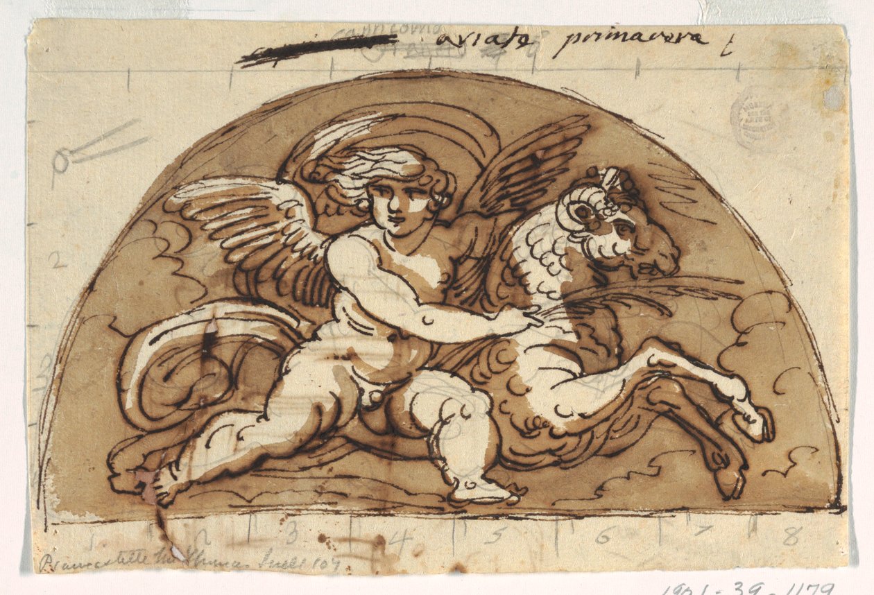 Ares, Lunette for Ceiling, Nyolcszögletű szoba, Palazzo Milzetti, Faenza alkotó: Felice Giani
