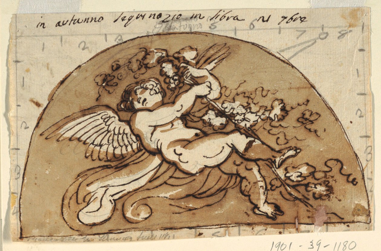 Ősz, Lunette a Sala Ottagonale mennyezetéért, Palazzo Milzetti, Faenza alkotó: Felice Giani