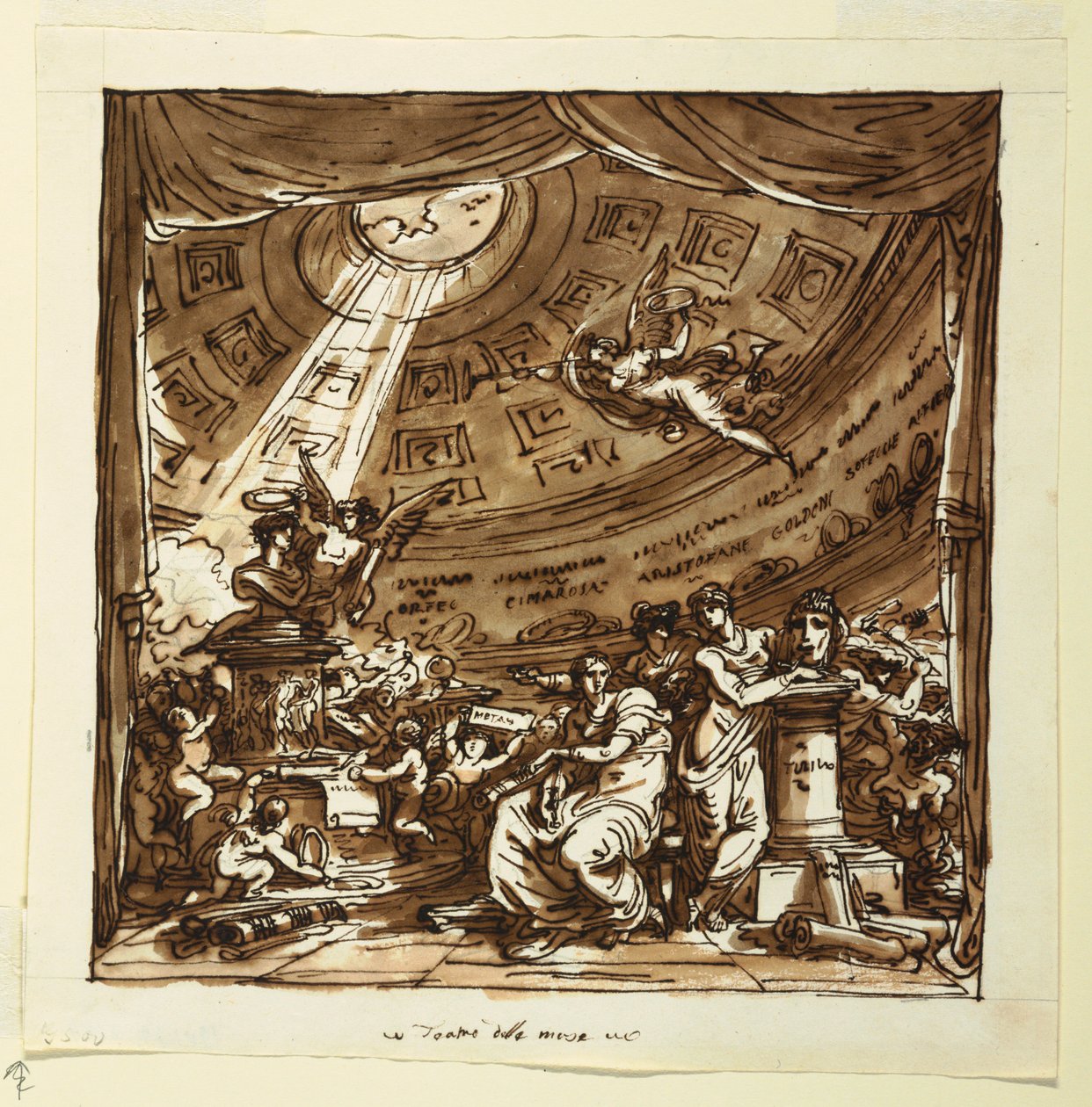 Design for Stage Curtain: Temple of Fame alkotó: Felice Giani
