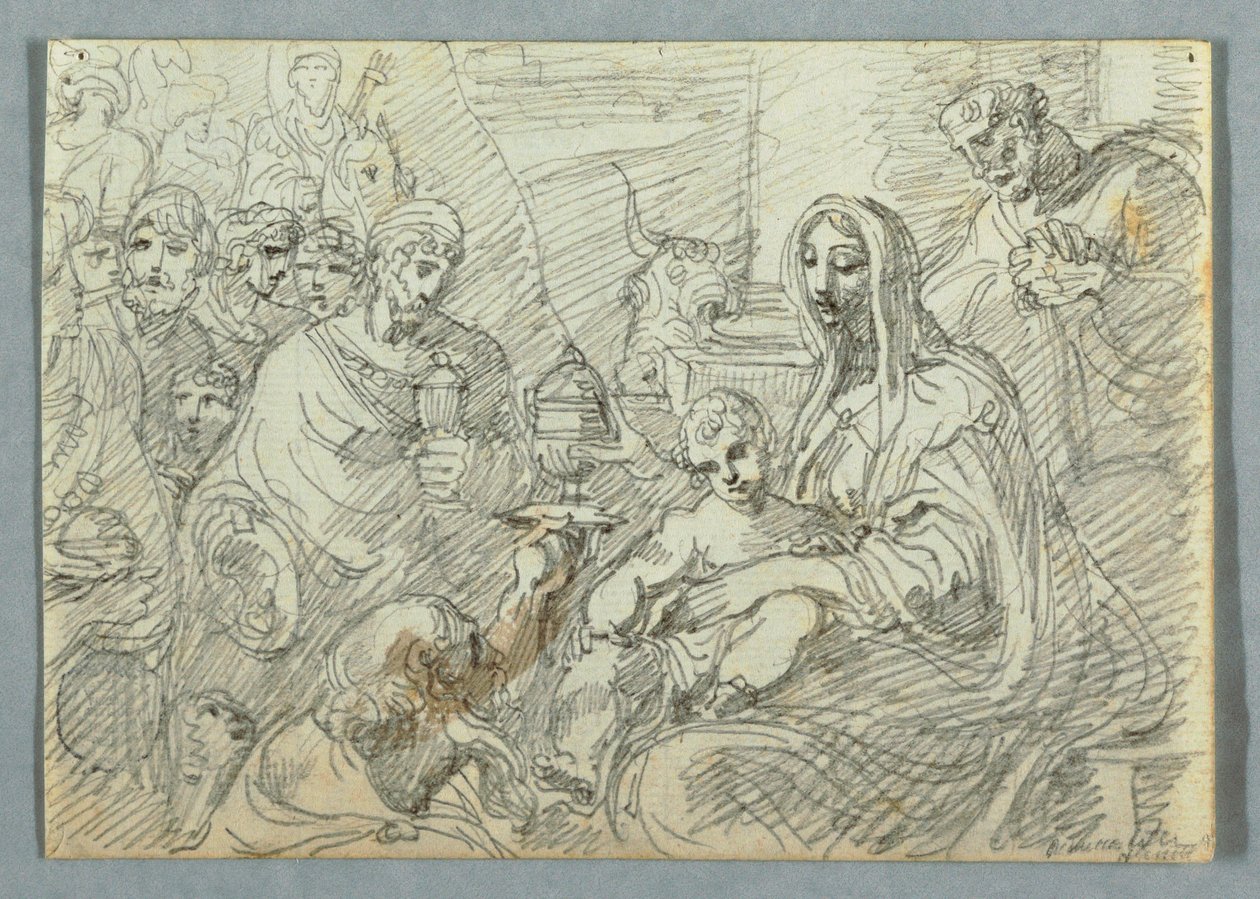 Rajz, A bölcsek imádása tanulmány Lodovico Carracci után, 1800-1820 alkotó: Felice Giani