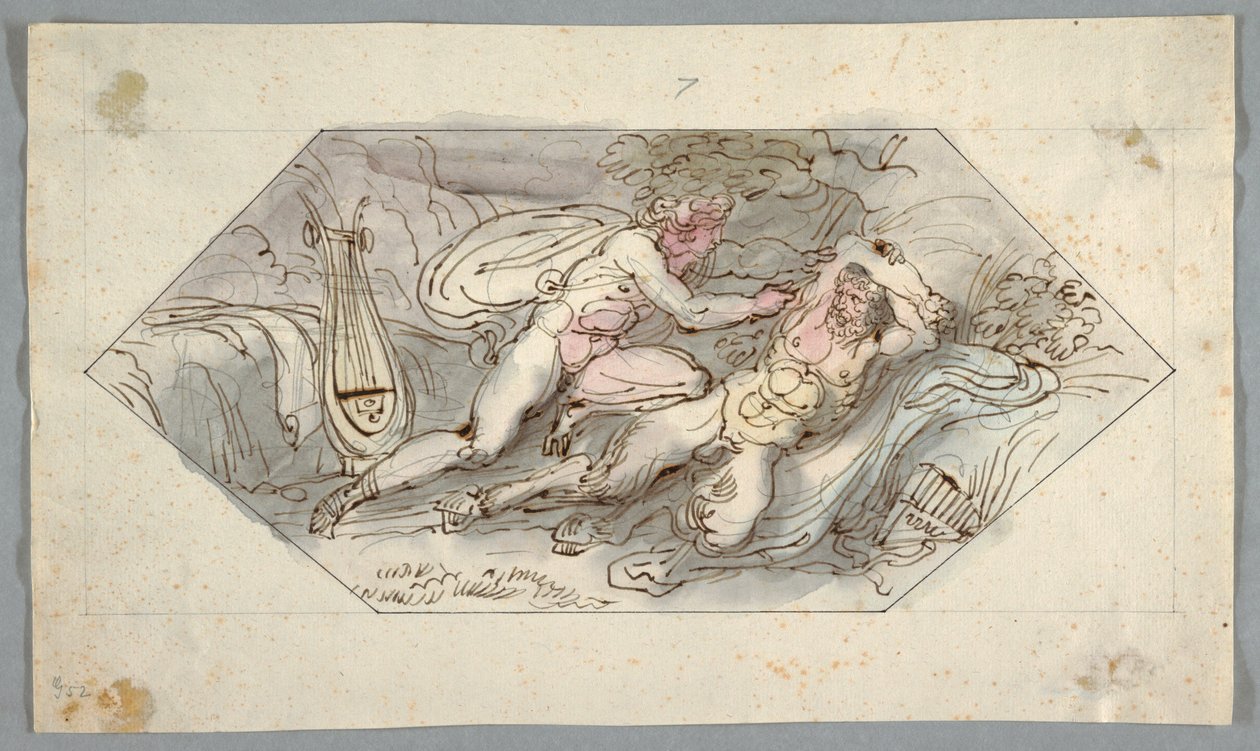 Rajz, Apollón megöli Marsyast, 1796-98 alkotó: Felice Giani