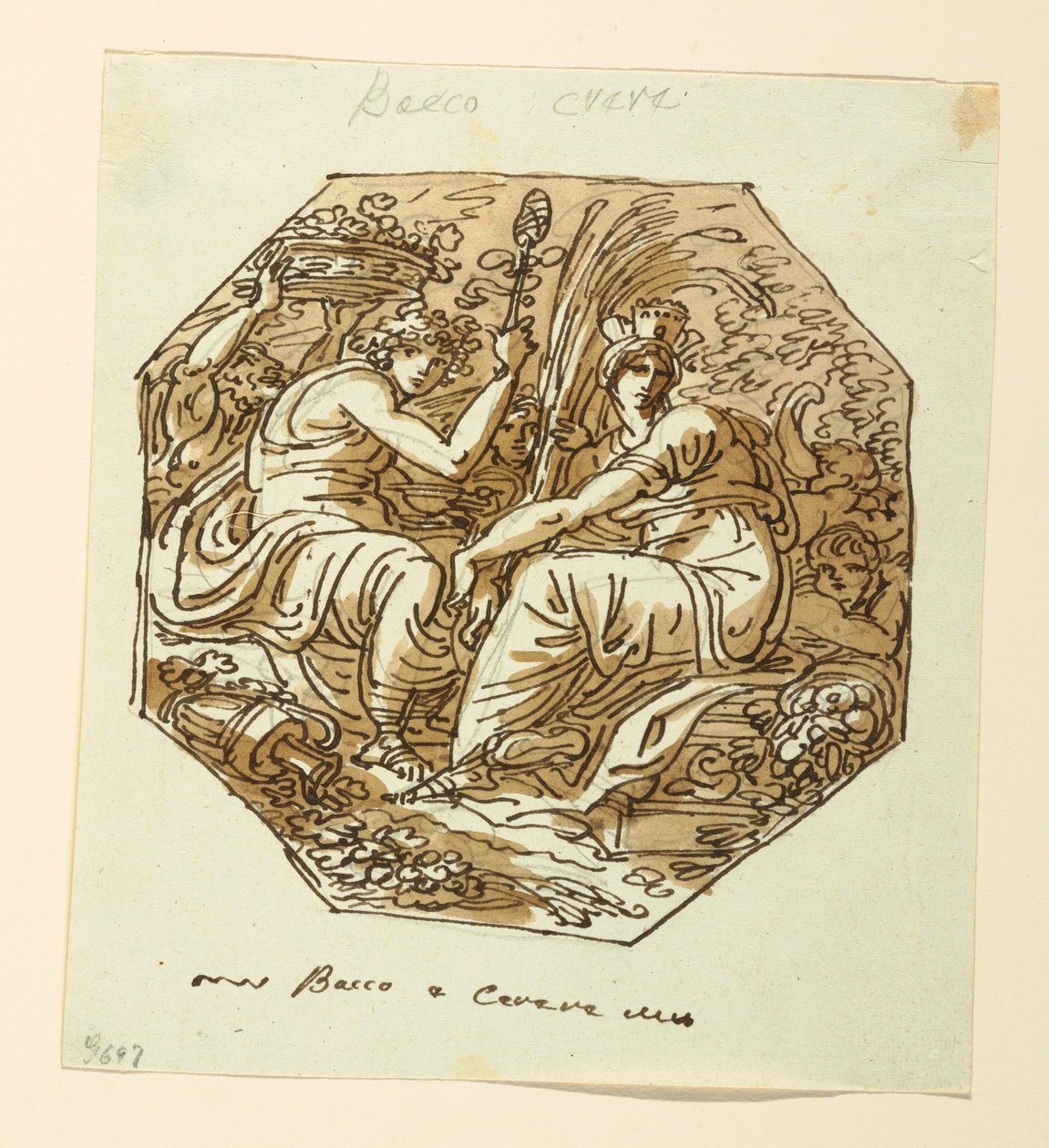 Rajz, Bacchus és Ceres, 1800-1825 alkotó: Felice Giani