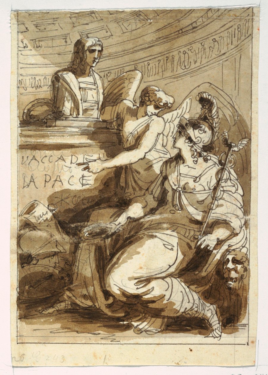 Rajz, emlékmű egy Accademia della Pace számára, 1810-20 alkotó: Felice Giani