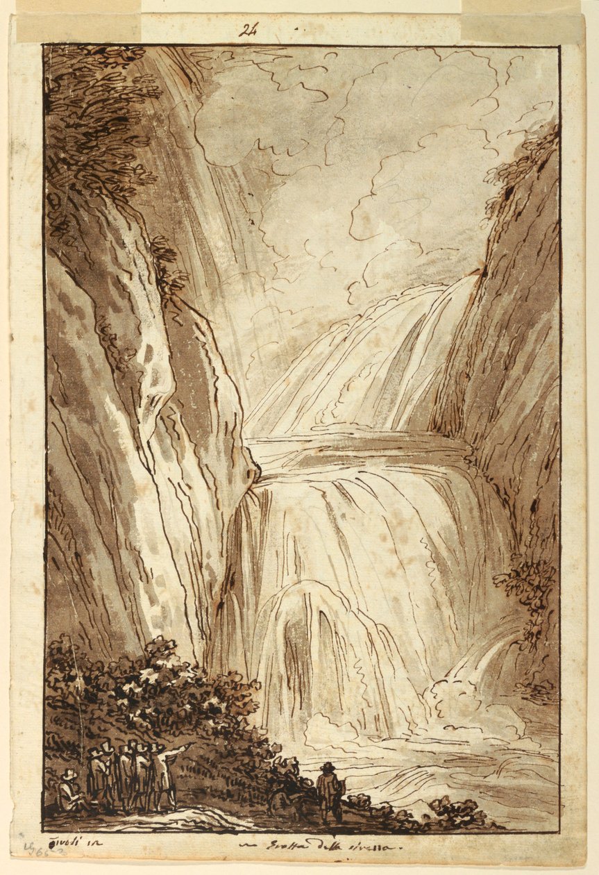 Rajz, Szirének barlangja Tivoliban, 1813 körül. alkotó: Felice Giani
