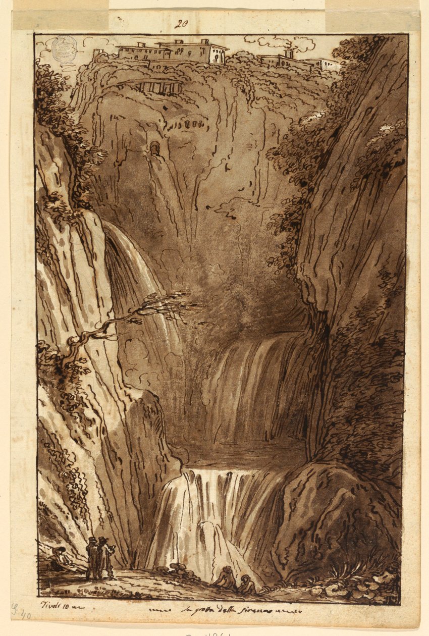 Rajz, A Tivoli szirének barlangja, 1813 körül. alkotó: Felice Giani