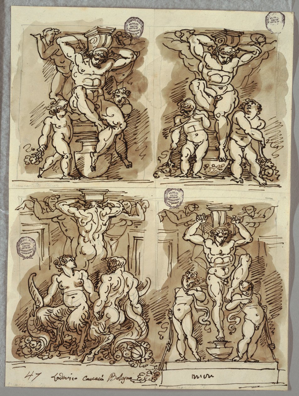 Négy herm, Tanulmányok a Carracci után alkotó: Felice Giani