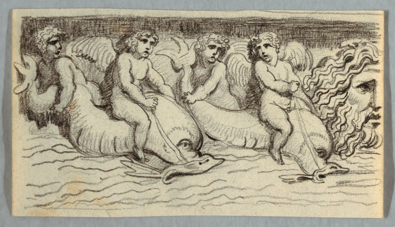 Frieze delfinekkel és puttóval alkotó: Felice Giani