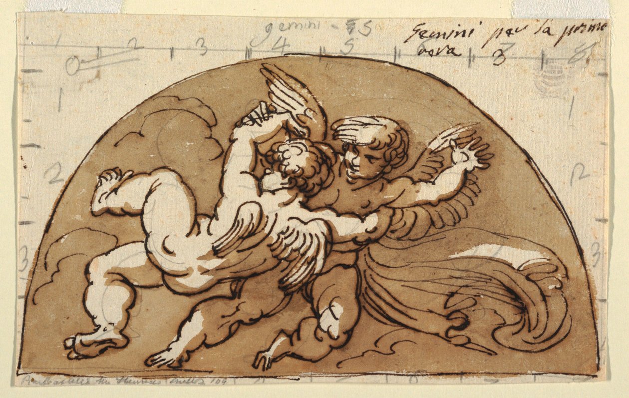 Gemini, Lunette for Ceiling, Nyolcszögletű szoba, Palazzo Milzetti, Faenza alkotó: Felice Giani
